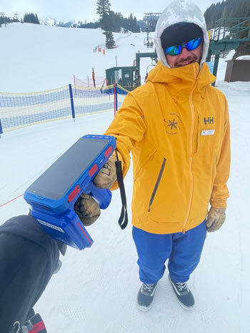 Ski Lift Operator scaning my lift pass